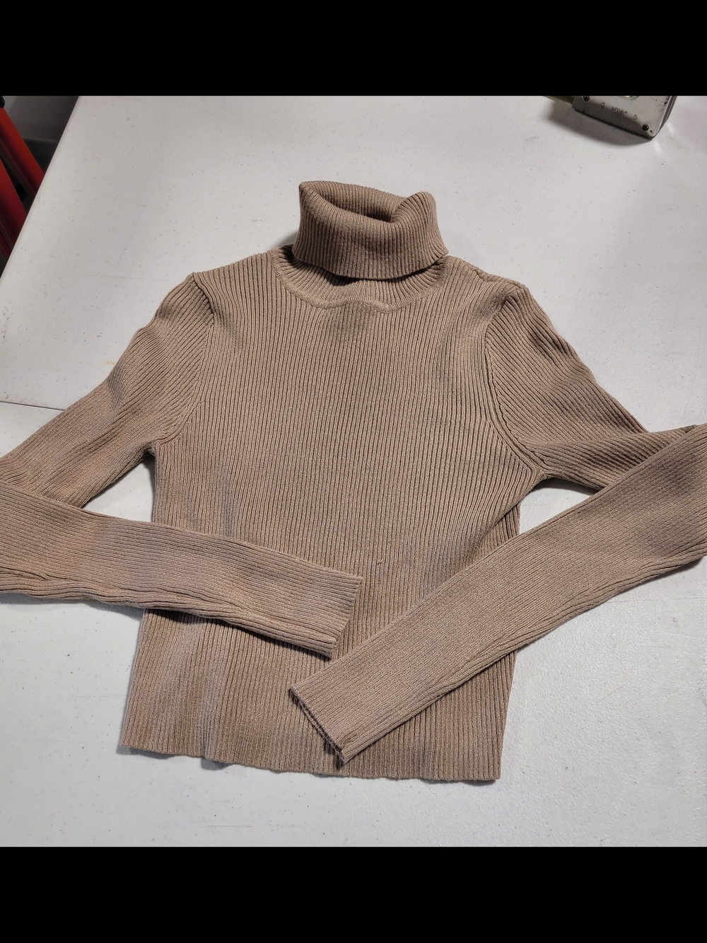 Ambiance Girls Ribbed Turtleneck Sweater - Taupe